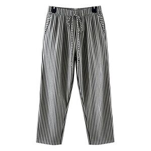 Striped Polyester Drawstring Pants L